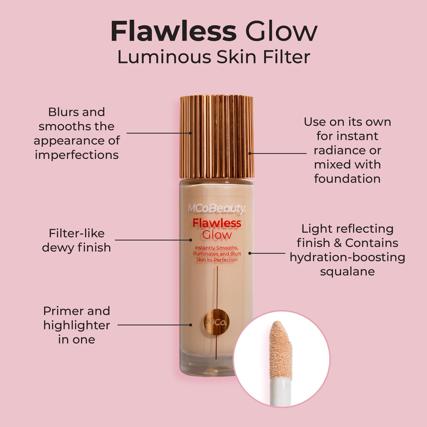 MCoBeauty Flawless Glow Luminous Skin Filter, 6 Medium Dark, Healthy Glow with Natural Radiance, Vegan, Cruelty Free Cosmetics