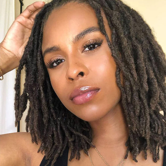 Dreadlock Extensions Real Human Hair for Women/Men/Kids 8 inch 0.6cm Thickness 60 Strands 100% Handmade Can Be Dyed,Curled and Bleached Natural Black Permanent Loc Extensions