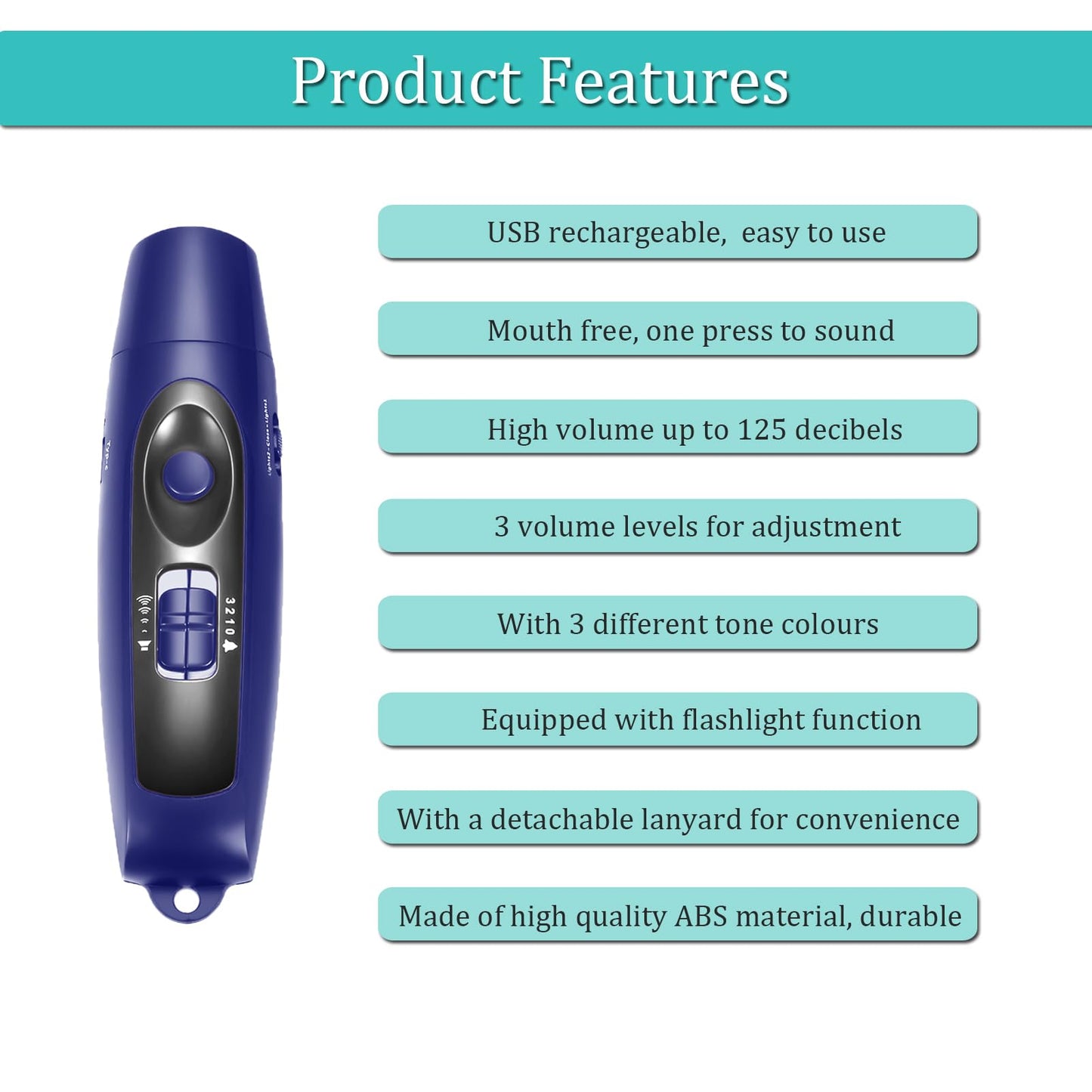 Electronic Whistle Rechargeable for Referees Coaches Teachers Electric Whistle Handheld Whistles with USB Charging for Outdoor Sports Games Emergency Whistle with Lanyard 4 Tones High Volume, Blue