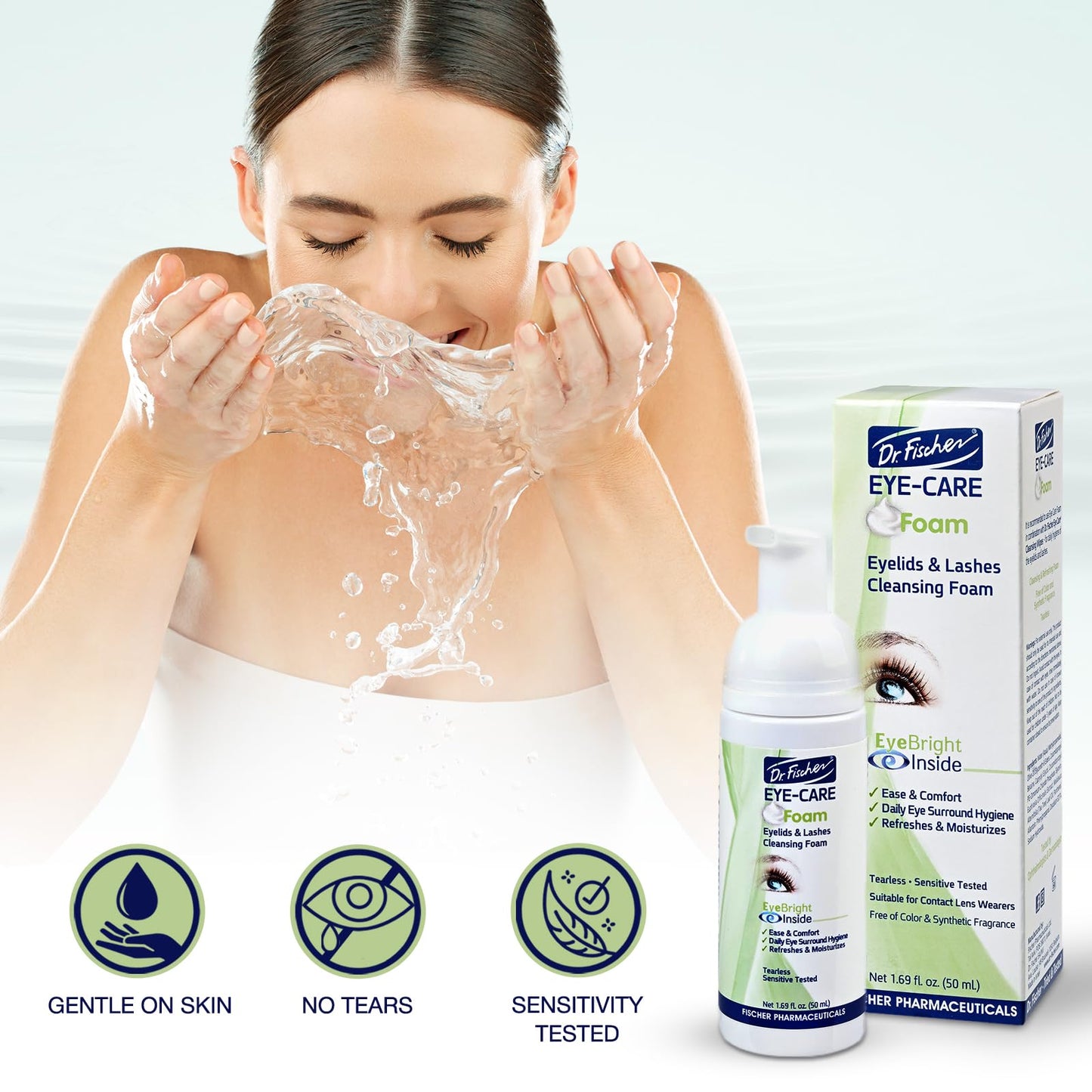 Dr. Fischer Tea Tree Oil Eyelid and Lashes Cleanser - Eye Lid Scrub and Wash - Eyelash Foam