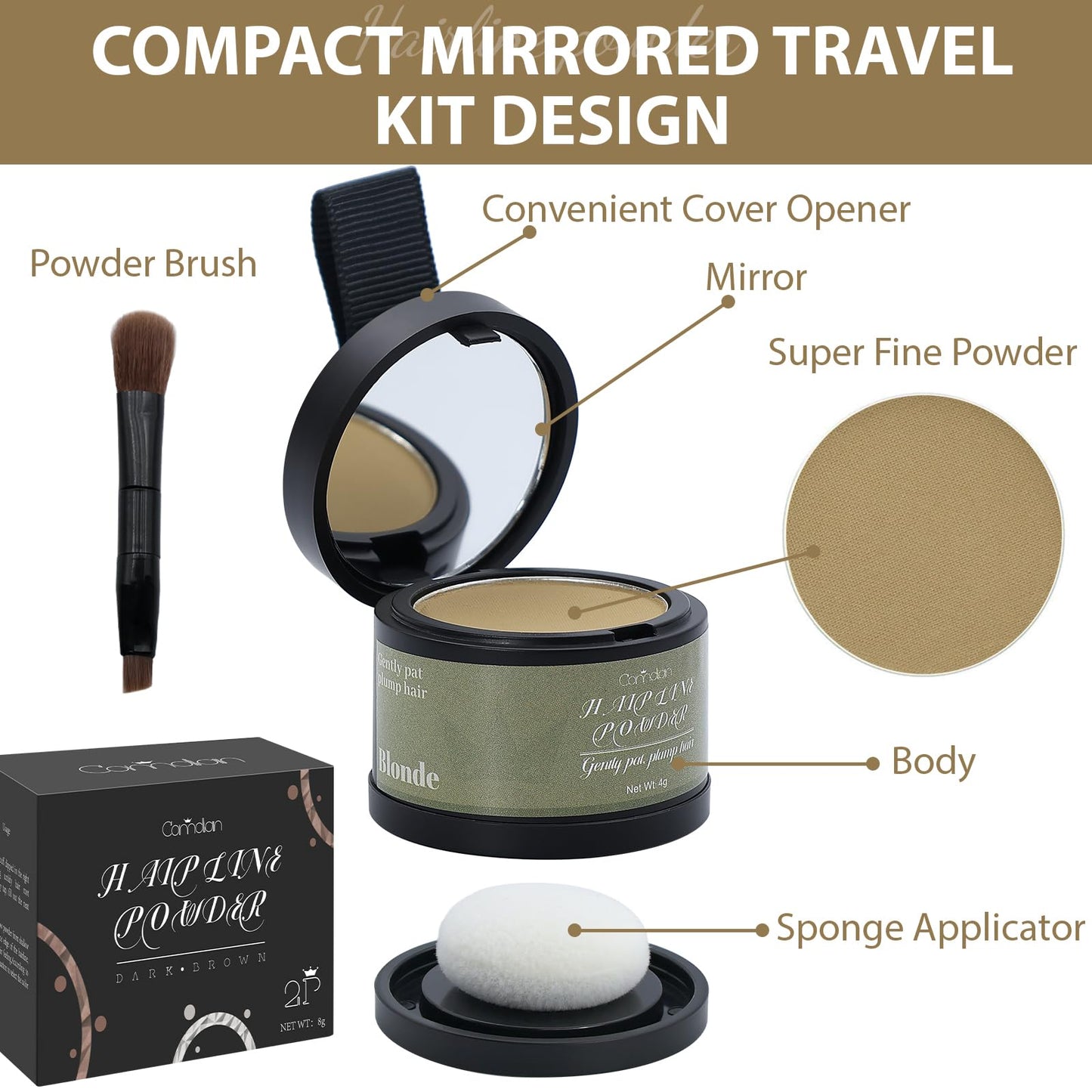 2 Pack Hairline Powder for Women and Men, Used to Root Touch Up Hair Color, Thinning and Gray Hair Coverage and Bald Spots Coverage, Blonde