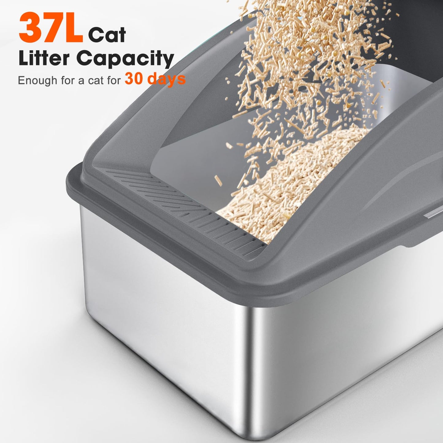 2 Pack Stainless Steel Litter Box | XL Enclosed Cat Litter Boxes with Lid for Big Cats and Multi-Cats | High Sided, Anti-Urine Leakage | Non-Stick Bottom（Multi-Colored）