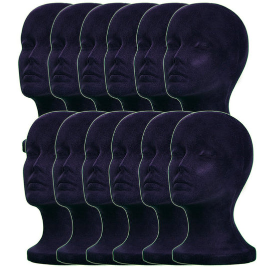 12PCs A1Pacific 11" BLACK Velvet like STYROFOAM FOAM MANNEQUIN MANIKIN head wig display hat glasses