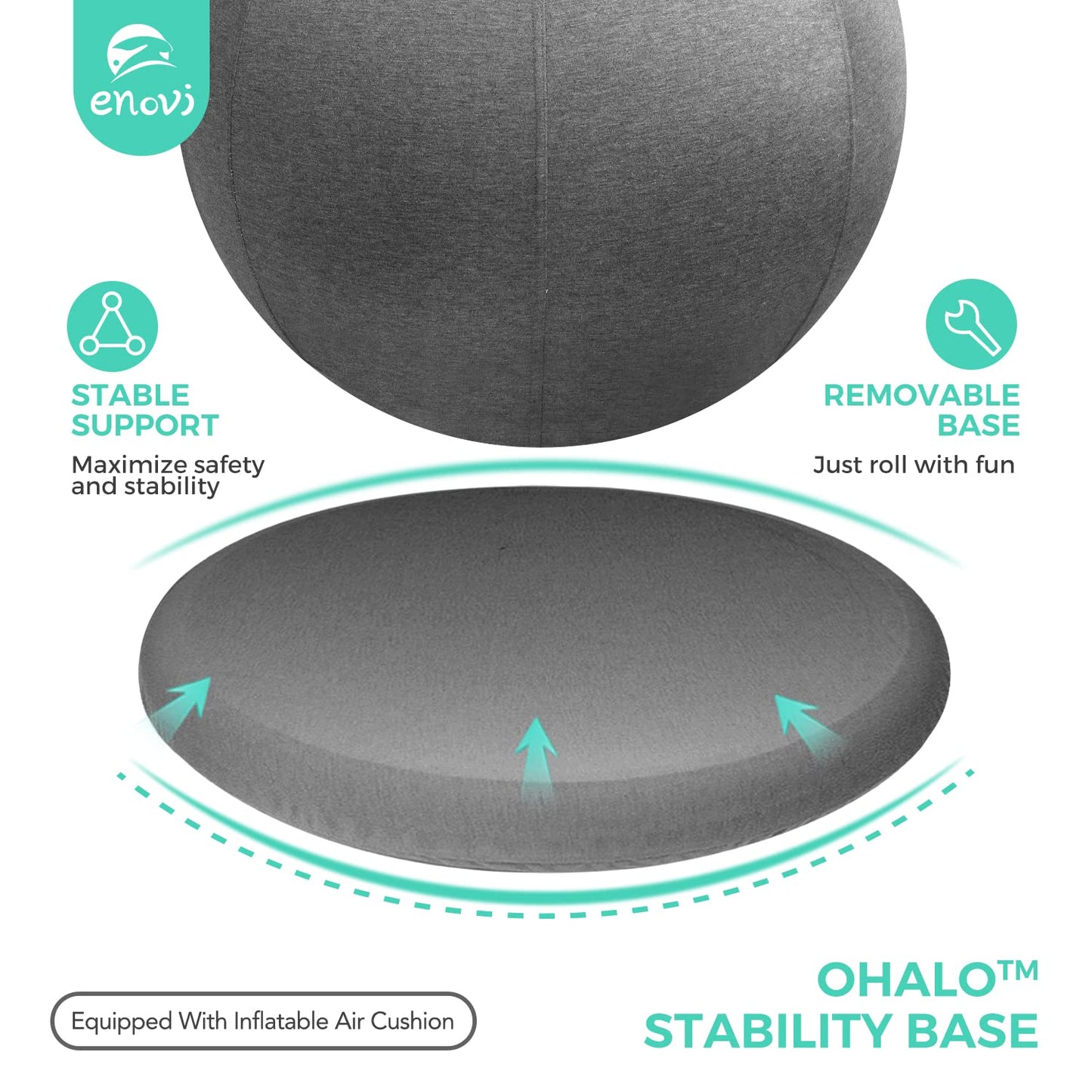 ENOVI ProBalanceΩ Ball Chair, Yoga Ball Chair Exercise Ball Chair with Slipcover and Base for Home Office Desk, Birthing & Pregnancy, 75cm, CR