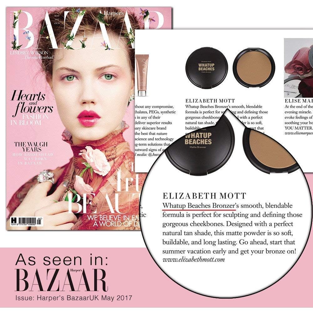 Elizabeth Mott Whatup Beaches Matte Powder Bronzer & Contour for Face, Long-Lasting Natural Sun-Kissed Bronzing Finish for All Skin Tones, Buildable Pressed Compact Makeup, Vegan & Cruelty-Free (10g)