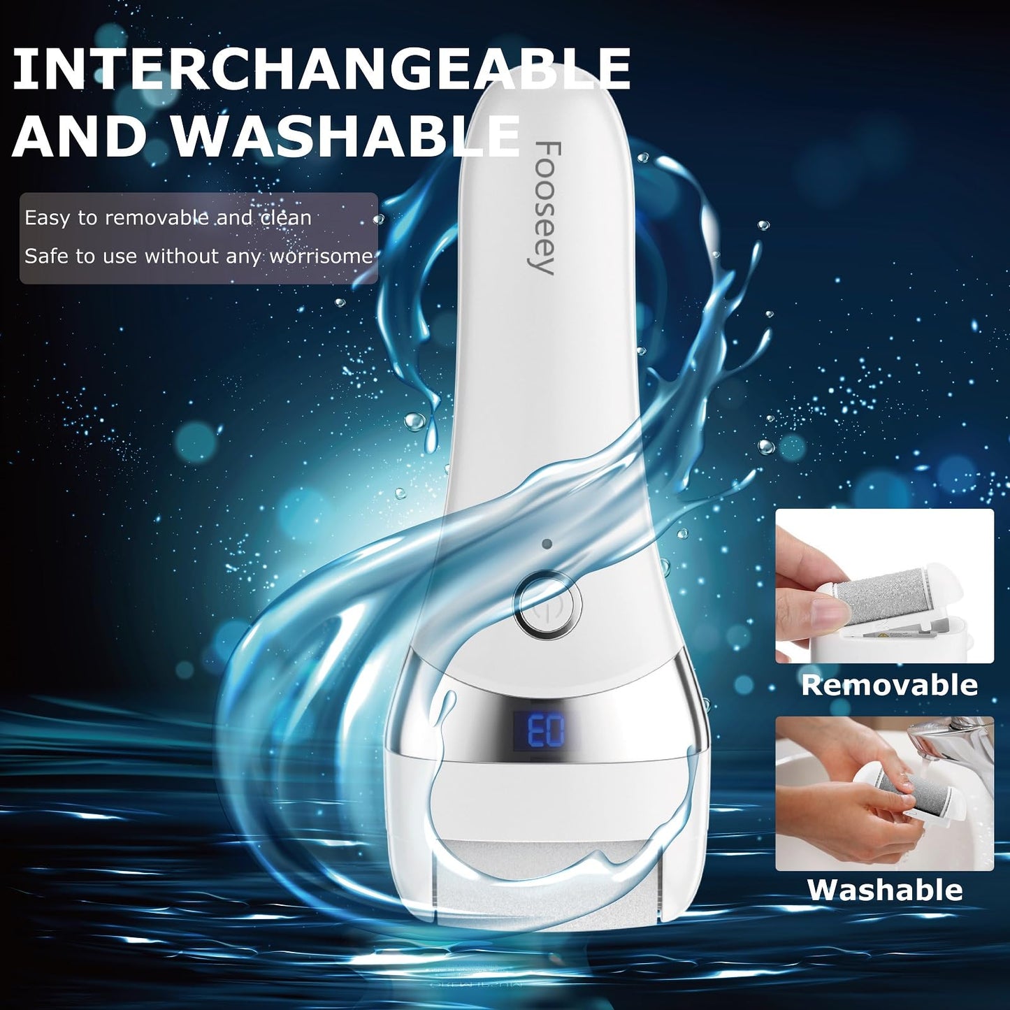 Electric Foot Callues Remover - FSA&HSA Eligible, Portable Electric Foot Files with 3 Heads, Rechargeable Feet File for Foot Care, Waterproof Deadskin Remover, Pedicure Tool for Dry and Crack Feet