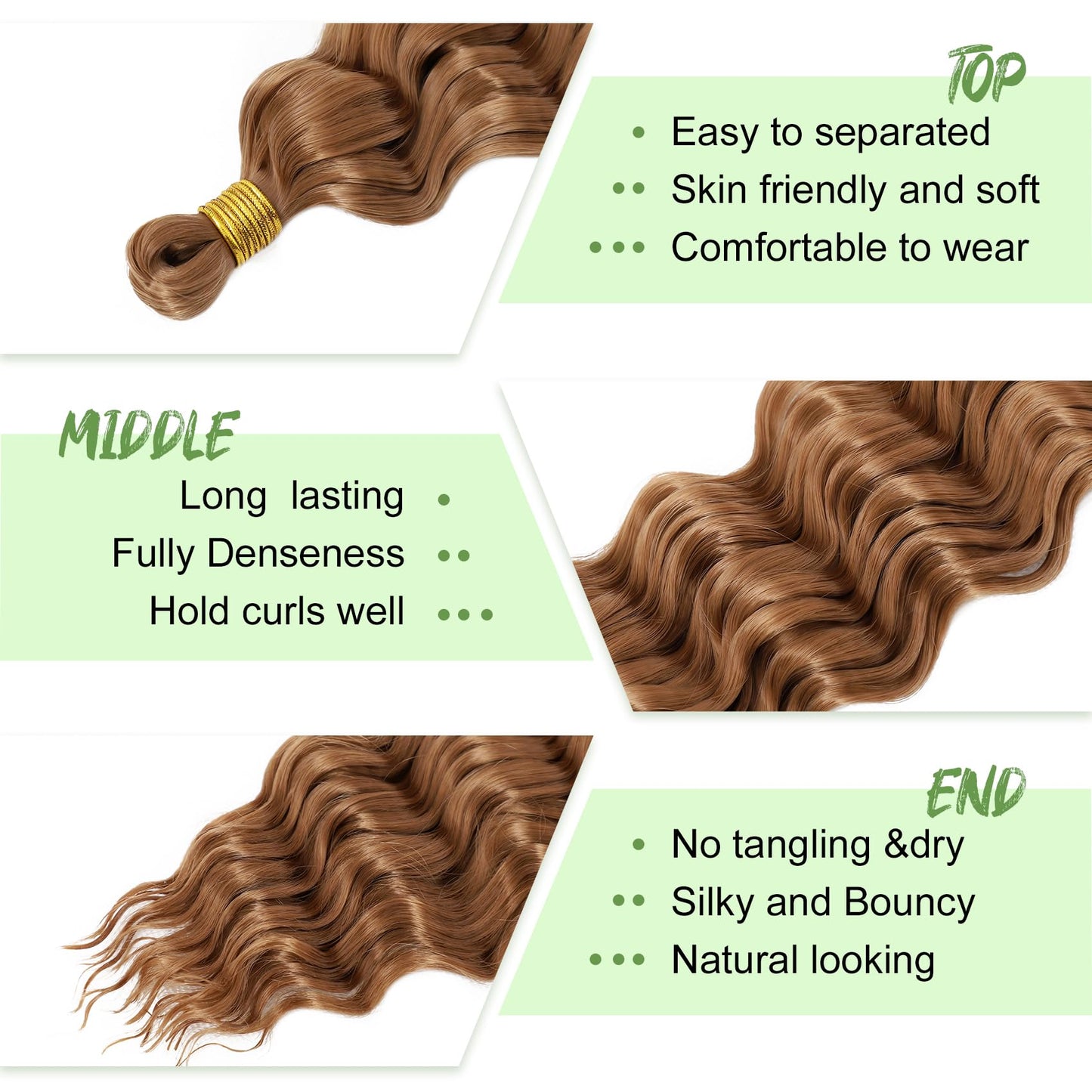 Eerya Long Curly Braiding Hair 18 Inch 2 Packs Ocean Wave Crochet Hair for Black Women Deep Wave Braiding Hair for Boho Braids (18 inch, #30)