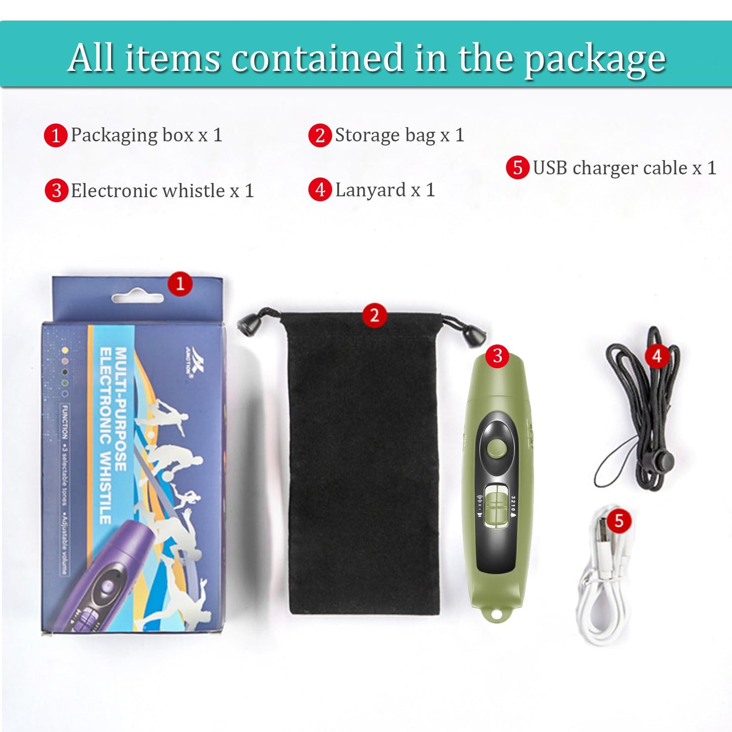 Electronic Whistle Rechargeable for Referees Coaches Teachers Electric Whistle Handheld Whistles with USB Charging for Outdoor Sports Games Emergency Whistle with Lanyard 4 Tones High Volume, Green