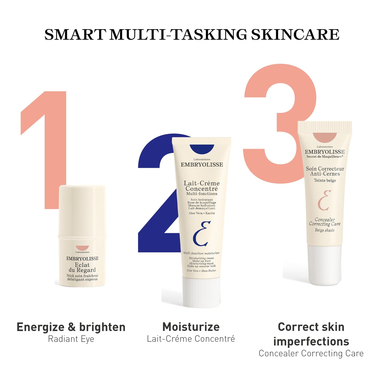 Embryolisse Concealer Correcting Skincare, Pink, Covers Dark Circles & Puffiness. Hydrating Under Eye Makeup with Age-Defying Vitamin B3 & E, 0.27 fl oz