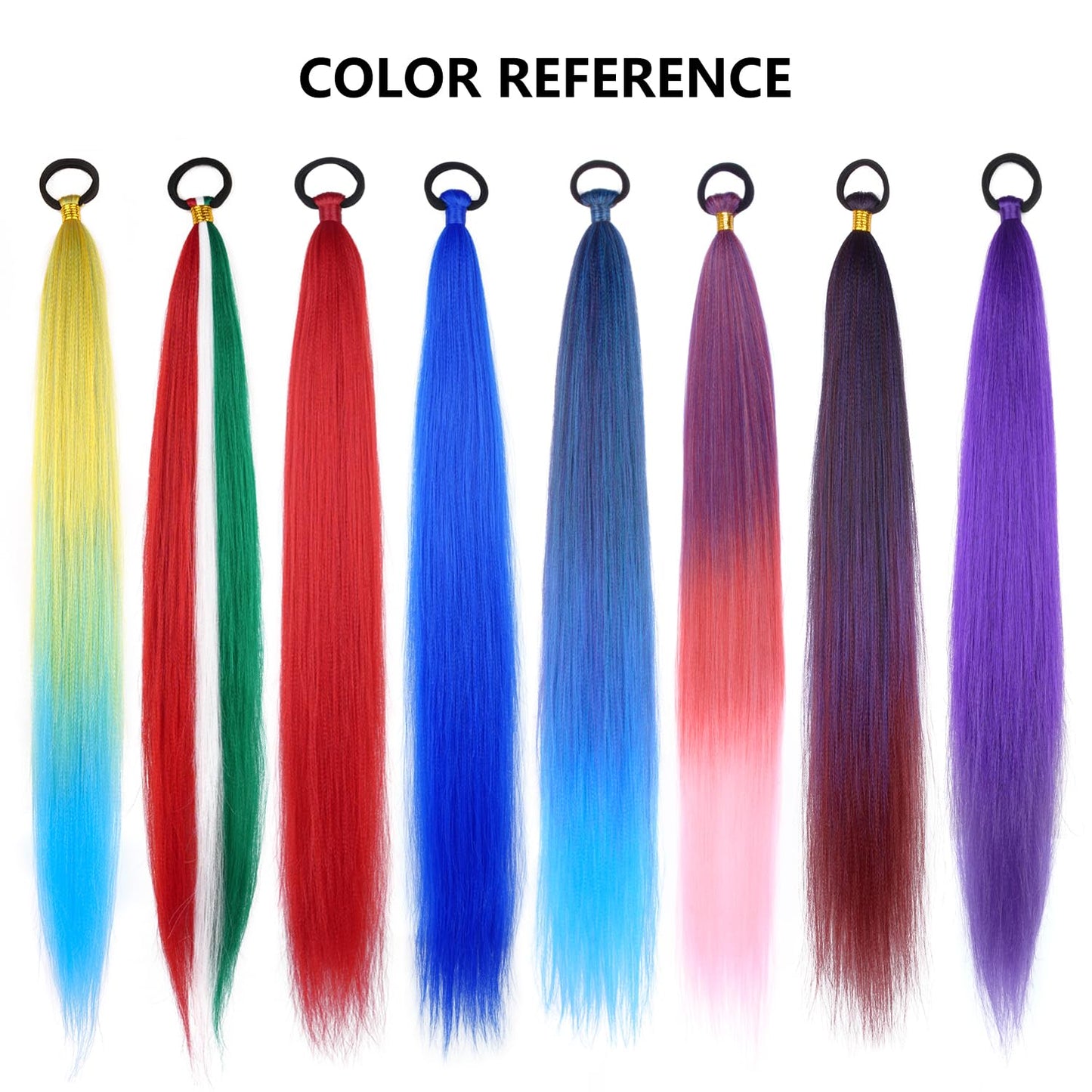 2 Pack Purple Ponytail Extension with Elastic Tie Straight Sleek Wrap Around Braid Ponytail 26 Inch (Purple#)