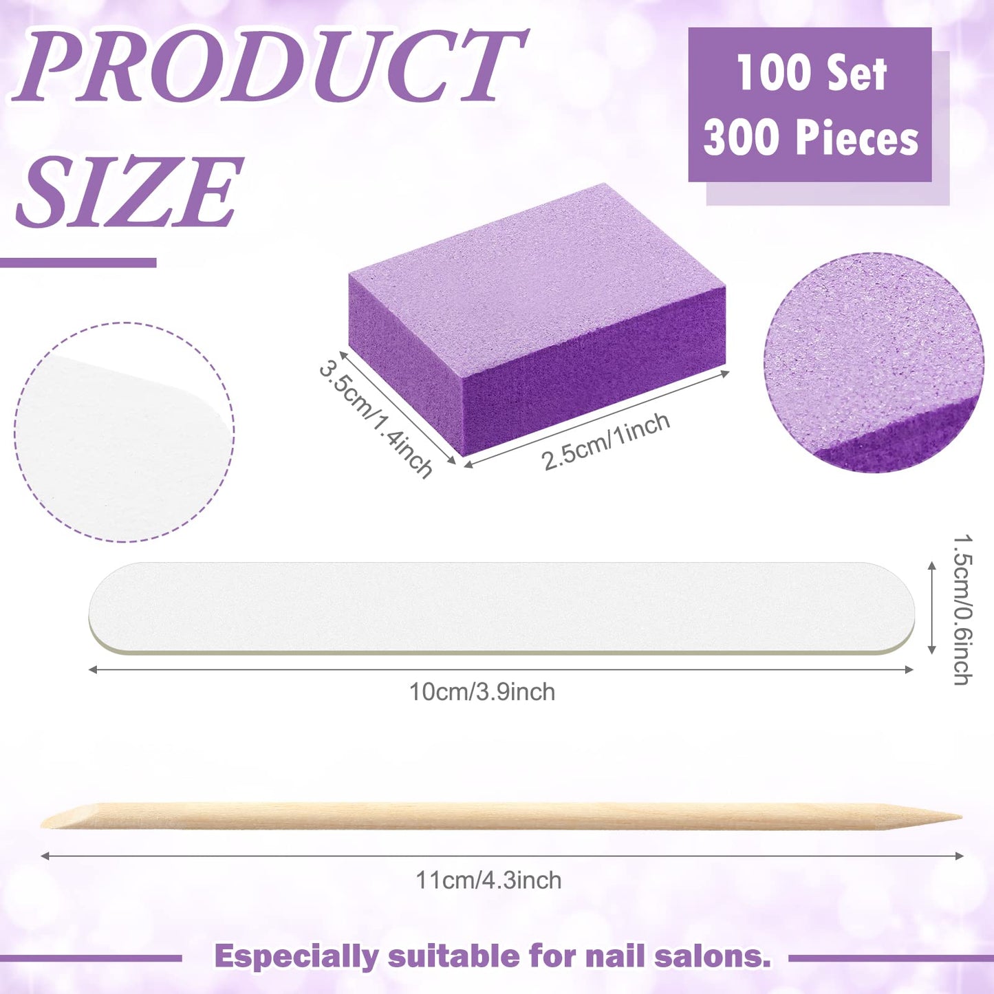 120 Sets Disposable Manicure Kit Basics 3 Pieces Nail Kit, White Wood Nail File 180/180 Grit, Orange Mini Buffer 100/180 Grit, Individually Packed Mini Pedicure Set for Fingernails Toenails