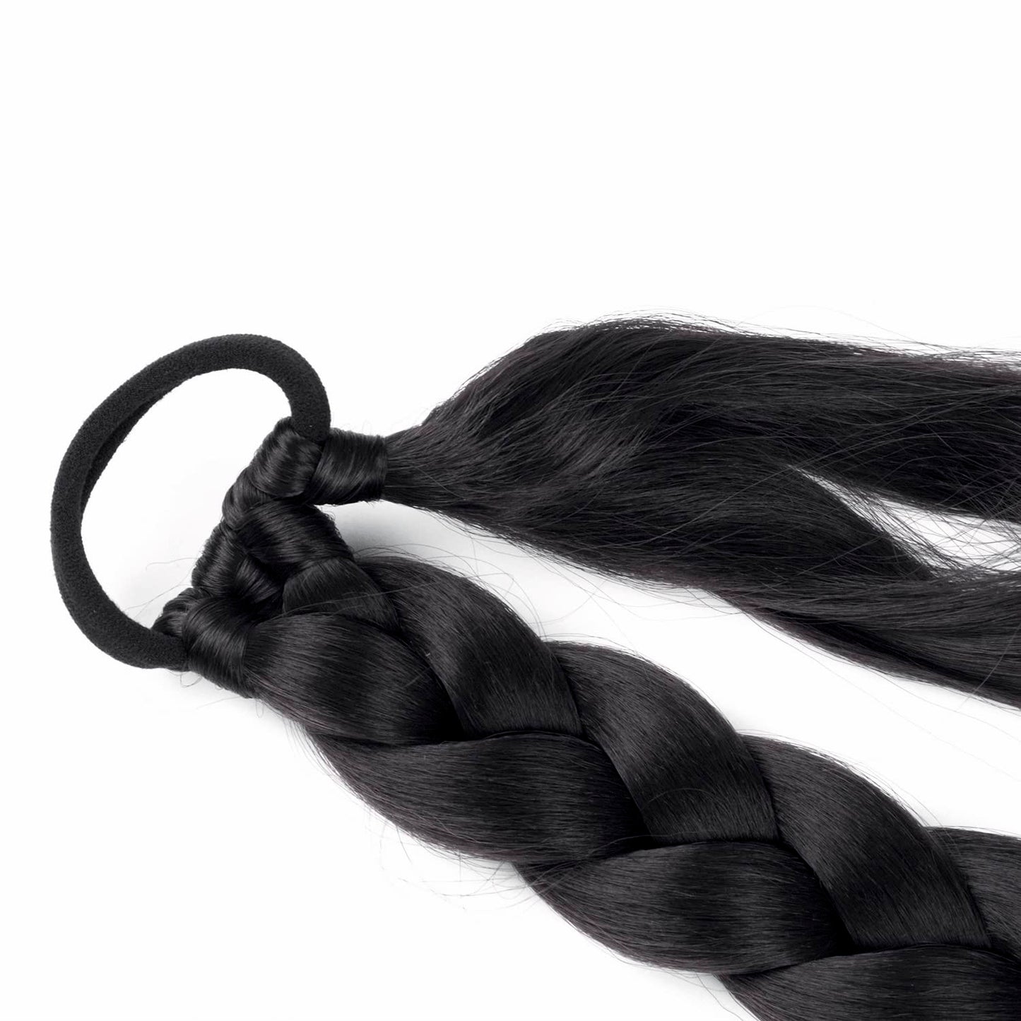 2 Pack Long DIY Braided Ponytail Extension with Hair Tie Straight Wrap Around Hair Extensions Ponytail(2#)