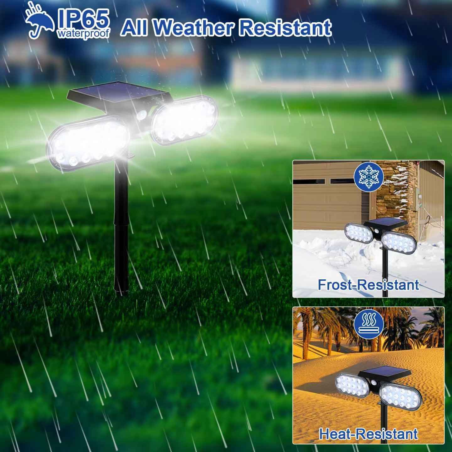 EMANER Motion Lights Solar Powered, Outdoor Solar Flood Lights, Stay On or Motion On/Off, Dusk to Dawn Security Solar Light, Landscape Spotlights for Garden Backyard Path, 8-Pack
