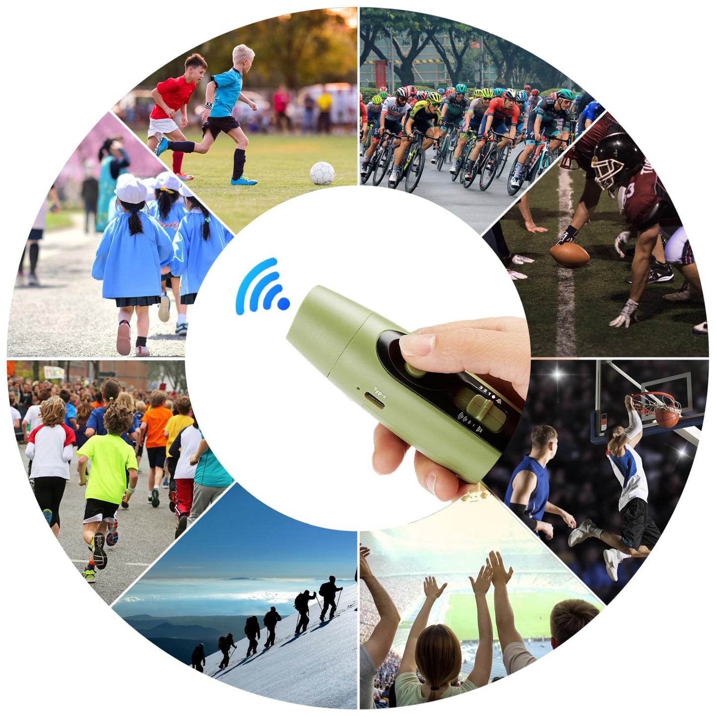 Electronic Whistle Rechargeable for Referees Coaches Teachers Electric Whistle Handheld Whistles with USB Charging for Outdoor Sports Games Emergency Whistle with Lanyard 4 Tones High Volume, Green