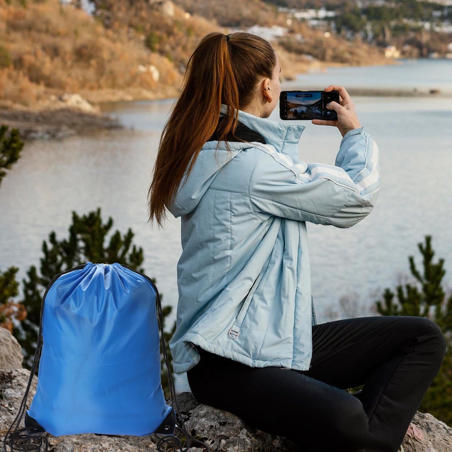 2 Pcs Drawstring Backpack Bags Sports Cinch Sack String Bags Blue Green Drawstring Gym Bag Draw String Backpack Bulk Swimming String Bags