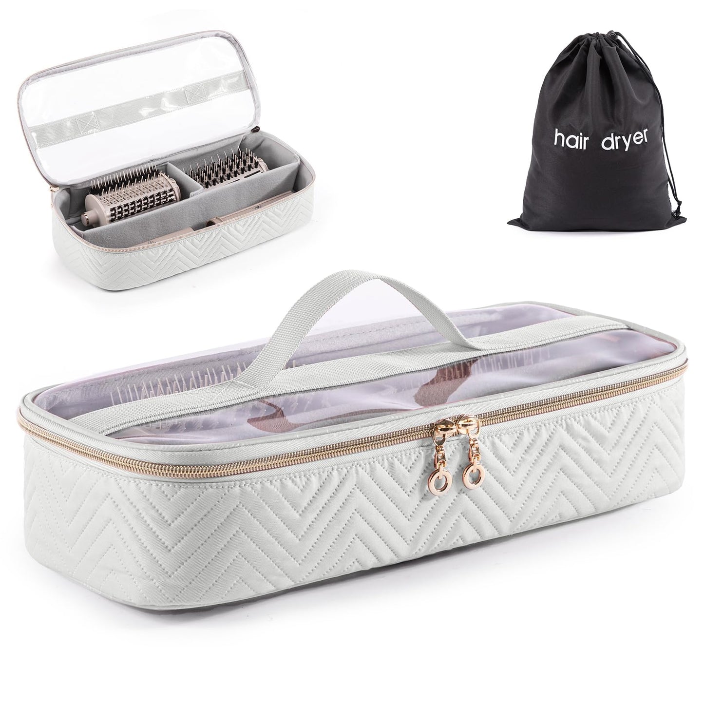 ELCUPA Hair Tools Travel Case with Black Hair Dryer Bag, Hair Tools Travel Carrying Case for Shark FlexStyle/SmoothStyle - Hair Air Wrap Dryer Case Flat Curling Iron Travel Organizer