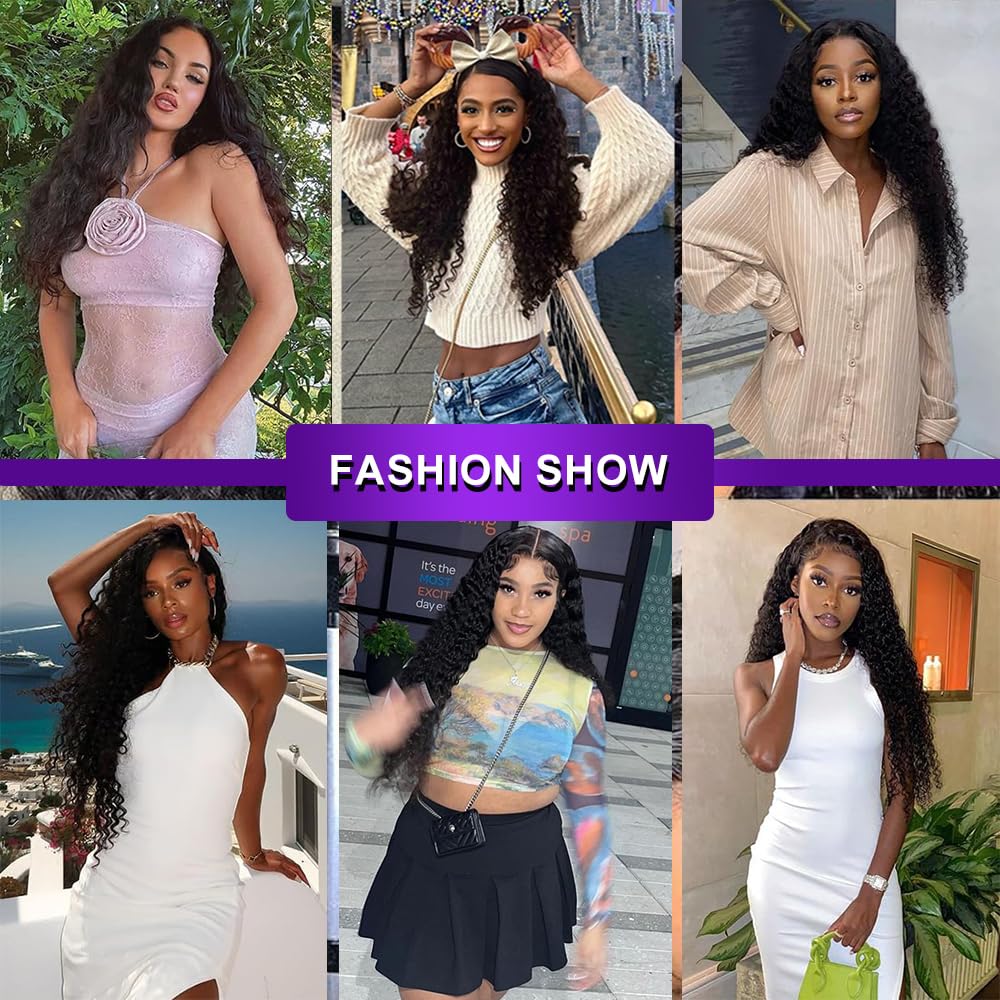 13x6 Deep Wave Lace Front Wigs Human Hair 200 Density HD Lace Frontal Wigs Human Hair 28 Inch Deep Curly Glueless Wigs Human Hair Pre Plucked with Baby Hair Curly Wigs for Women Natural Color