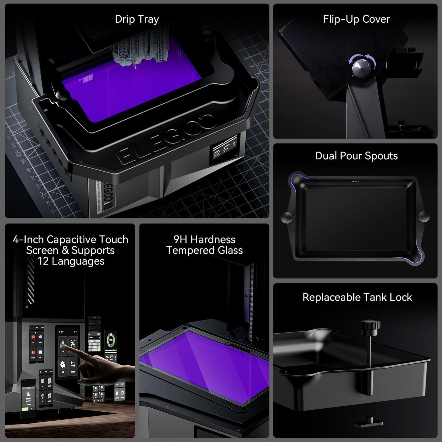 ELEGOO Saturn 4 Ultra 10"12K MSLA 3d Printer, Smart Resin Printer with AI Camera and Mechanical Sensor, 150mm/h Fast Printing, Auto-Leveling, WiFi Cluster Printing, Printing Size 8.62x4.84x8.66 Inches