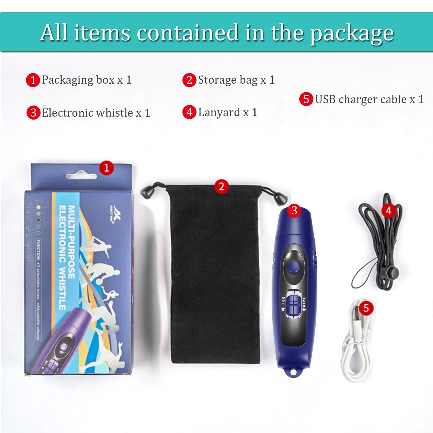 Electronic Whistle Rechargeable for Referees Coaches Teachers Electric Whistle Handheld Whistles with USB Charging for Outdoor Sports Games Emergency Whistle with Lanyard 4 Tones High Volume, Blue