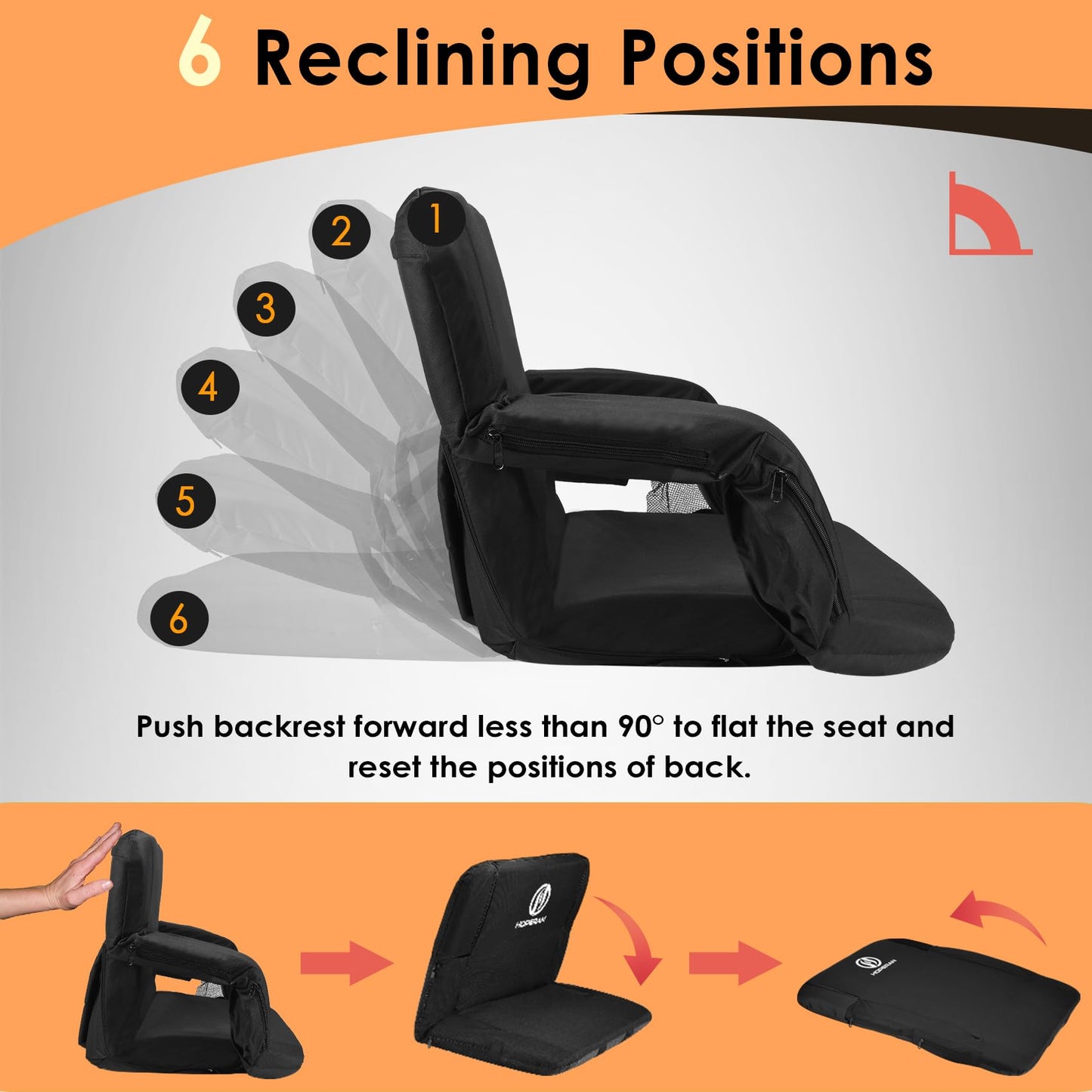 Double Heated Stadium Seats for Bleachers with Back Support 21" Wide Cushion, Extra Portable Bleacher Seat Foldable Stadium Chair, USB 3 Levels of Heat, 5 Pockets for Outdoor Camping Games Sports