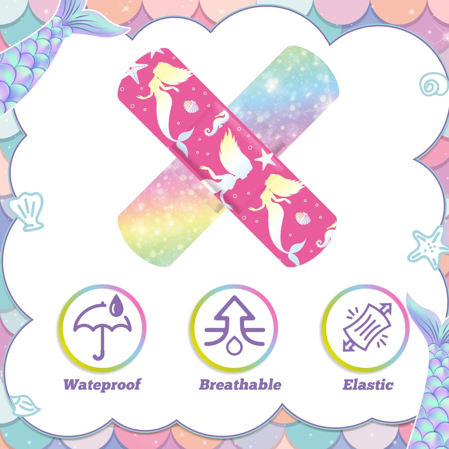 120 Pcs Kids Bandages Bulk Cute Cartoon Flexible Bandages Waterproof Breathable Bandages Strip Protect Cuts and Scrapes for Girls Boys Children Toddlers (Romantic Style)