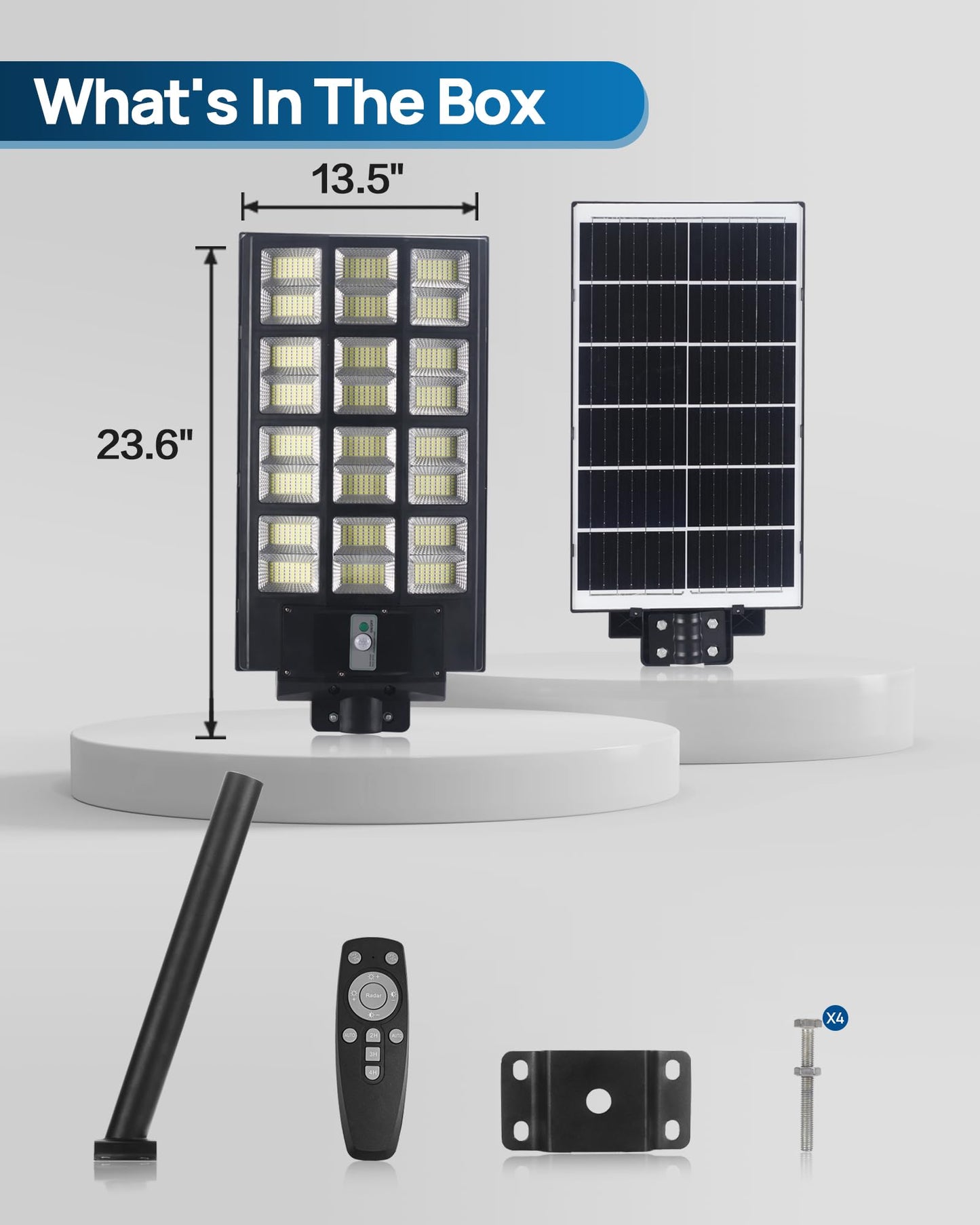 Eontim Solar Street Lights Outdoor, Wide-Angle LED Solar Flood Light with Motion Sensor, Waterproof Solar Powered Outdoor Lights for Parking Lot, Driveway, Security Lighting