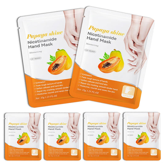DWDiWen Hand Masks, 6 Pairs Hydrating Exfoliating Hand Peeling Mask, Smooth Hand Masks Moisturizing Gloves Overnight for Dry, Rough, Cracked Hands, Hand Skin Moisturizer Glove for Women Men（M