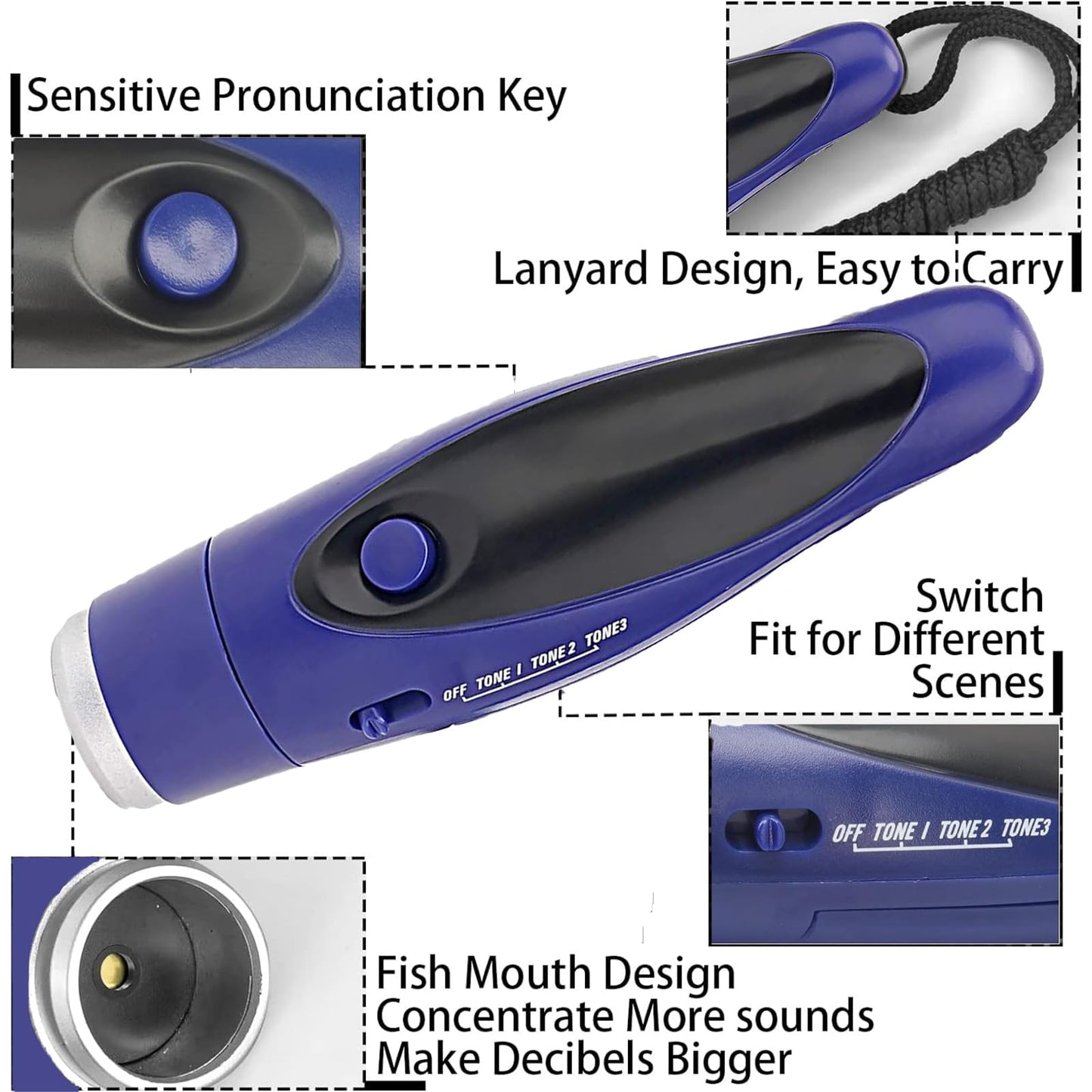 EFOBO Electronic Whistle for Coaches, Handheld Lound Electric Whistle with Lanyard and Three Tone for Volleyball, Soccer Referee, P.E. Teacher, Police,Outdoor Camping, Self Defense Emergency (Blue)
