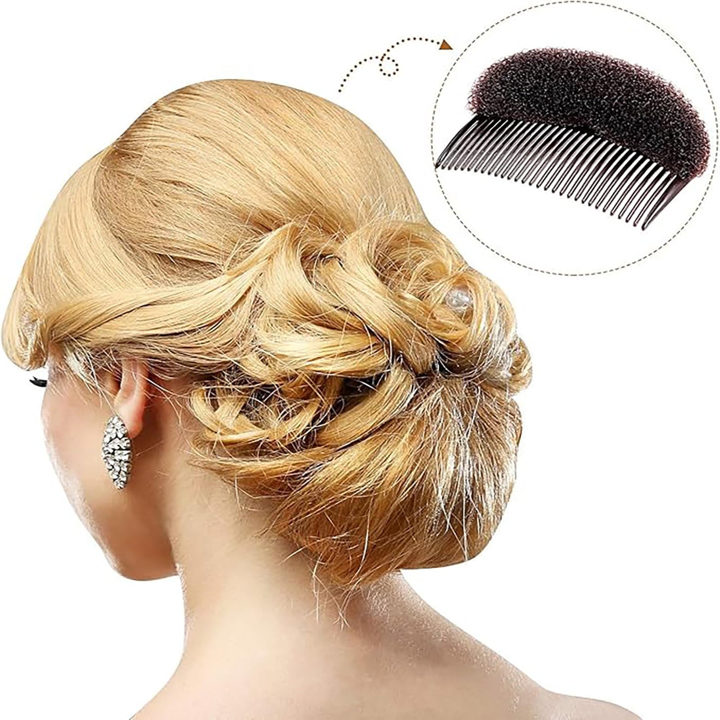 10 Pieces Hair Volumizing Accessories Set - Braiding Tool, Hair Bump Base, and Volume Haircomb for Women Lady Costume(Black, Brown)