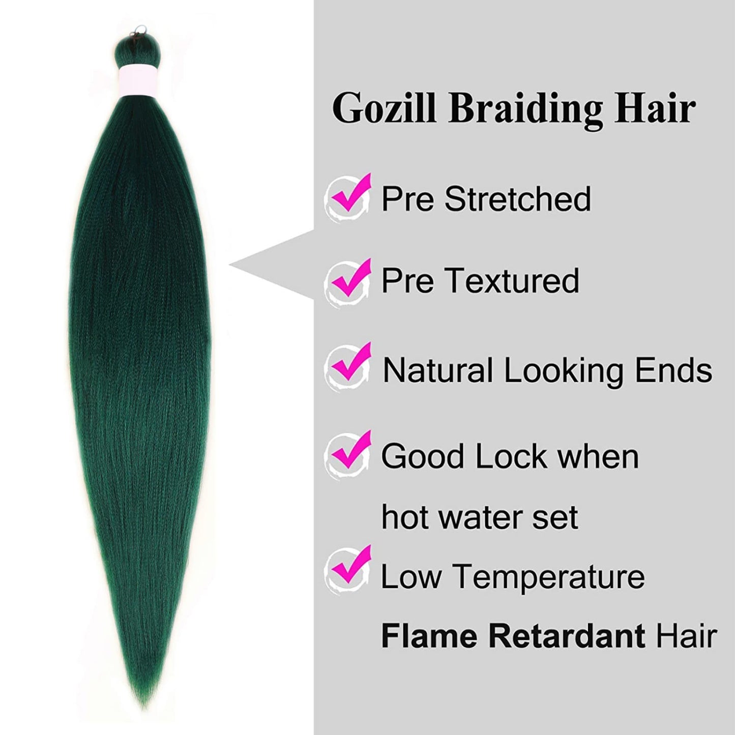 Emerald Green Braiding Hair Pre Stretched Box Braids Hair Extension for Braiding 6 Packs