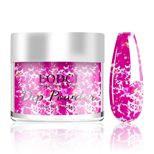 EODCI 1 Oz Glitter Purple Nail Dip Powder, Odor-Free and Long-Lasting, No Needed Nail Lamp Curing, Dipping Powder French Nail Art Starter Manicure