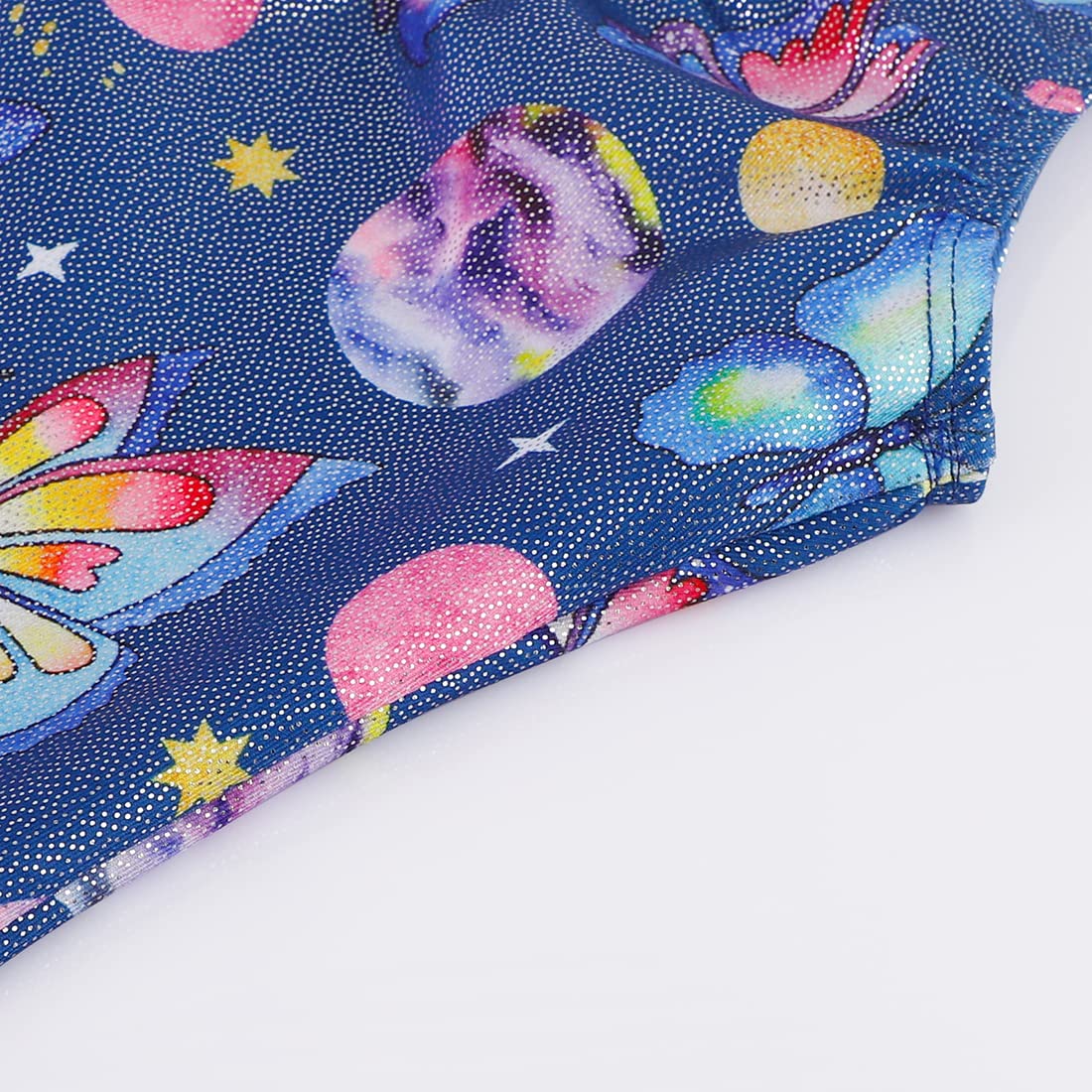 EQSJIU Leotards For Girls Gymnastics Size 6-7 Butterfly Dark Blue Cosmos Planet Stars Outfits Biketard Sparkly Unitard