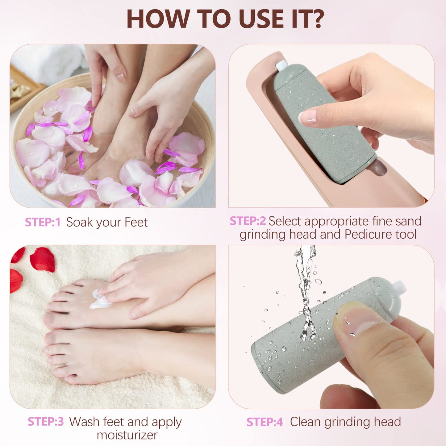 Electric Callus Removers for Feet, Haootadiy Rechargeable Electric Foot Callus Remover Pedicure Kits with12 in 1, Removes Dry Skin for Smoother Feet, Foot Care for Dead Skin Ideal Gift
