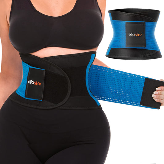 ellostar Women's Waist Trainer: Sweat Band for Belly Fat, Tummy Control, Back Support, Workout Shapewear, Weight Loss Aid X-Large, Blue