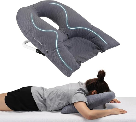 Face Down Pillow for Sleeping, Prone Pillow for Vitrectomy or Retinal Surgery, Adjustable Height Prone Prone Pillow Face Down Sleep, Retina Lying Pillow Eye Surgery Recovery (Square gray)