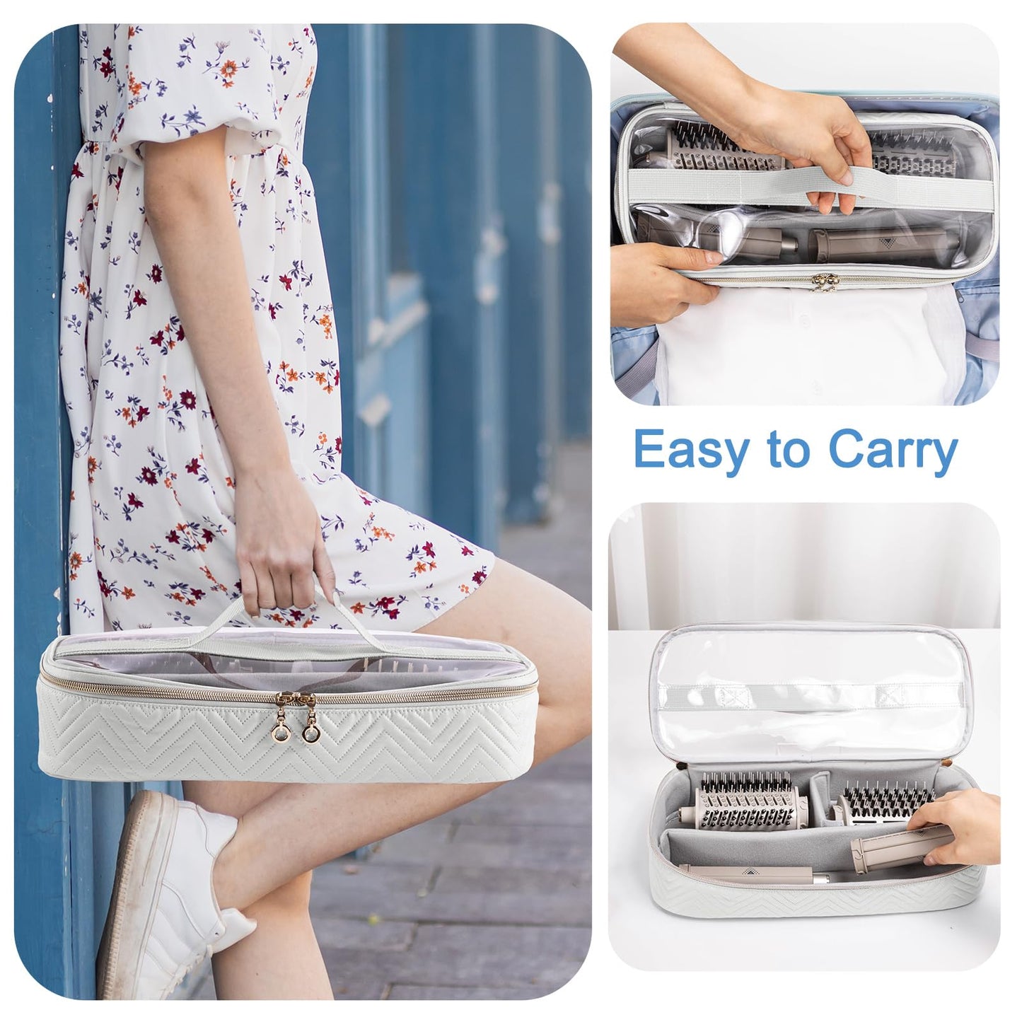 ELCUPA Hair Tools Travel Case with Black Hair Dryer Bag, Hair Tools Travel Carrying Case for Shark FlexStyle/SmoothStyle - Hair Air Wrap Dryer Case Flat Curling Iron Travel Organizer
