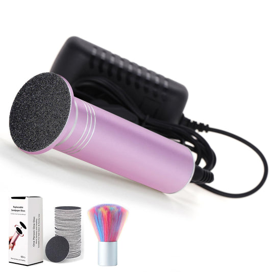 Electric Callus Remover for Feet, Professional Electric Foot File Foot Sander Pedicure Foot Care Tools for Hard Cracked Dry Dead Skin, Infinitely Adjustable Speed, 60 Sandpaper Discs, Pink