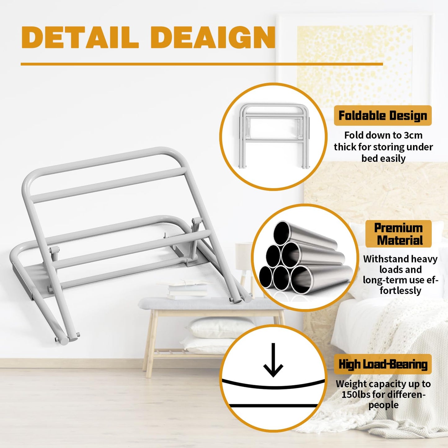 2 Pack Under Mattress Wedge, Metal Mattress Elevator With 4 Height Adjustable Design For Customized Comfort 150LBS Weight Capacity Under Mattress Riser Upgrade Sleep And Relaxation Experience
