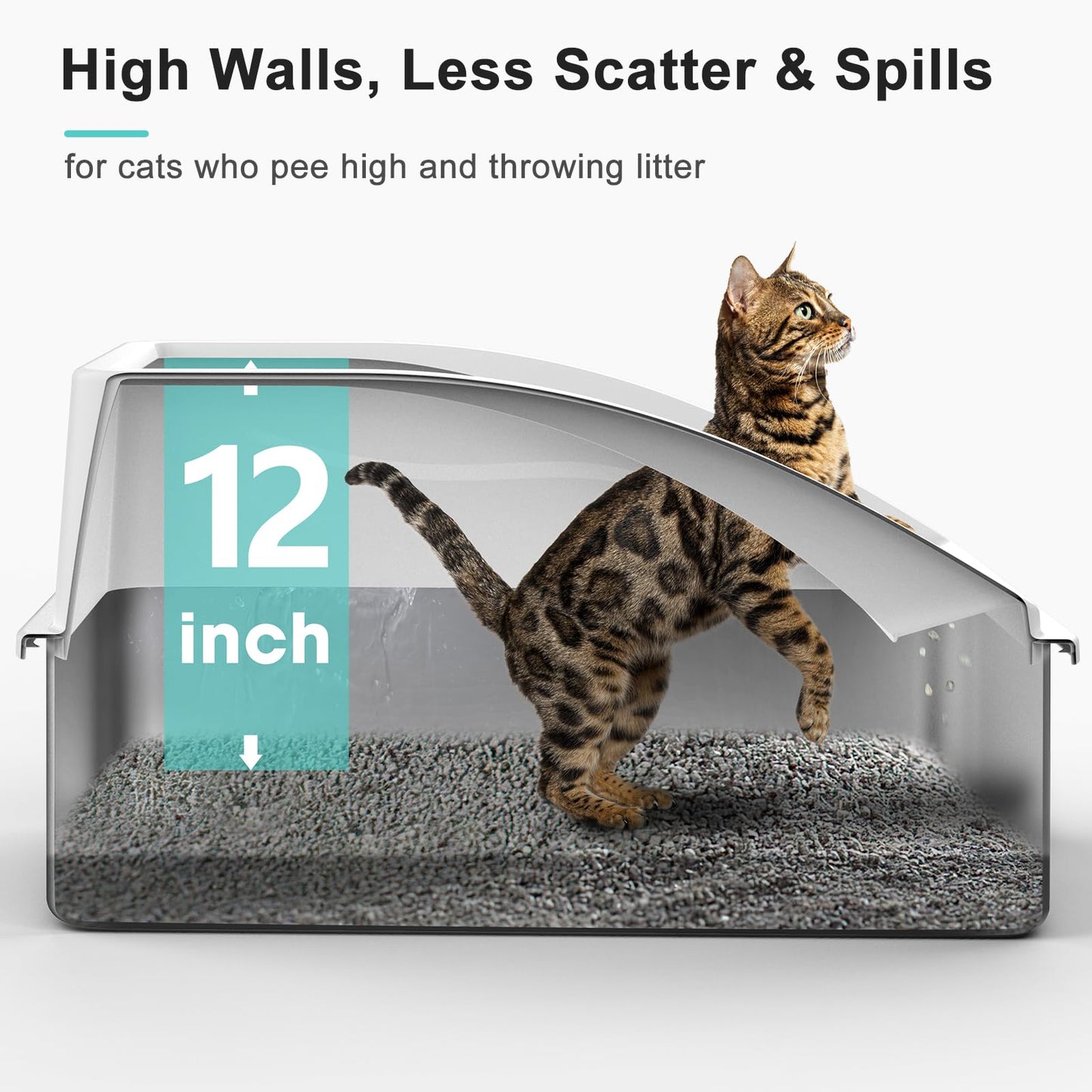 2 Pack Stainless Steel Litter Box | XL Enclosed Cat Litter Boxes with Lid for Big Cats and Multi-Cats | High Sided, Anti-Urine Leakage | Non-Stick Bottom（Multi-Colored）