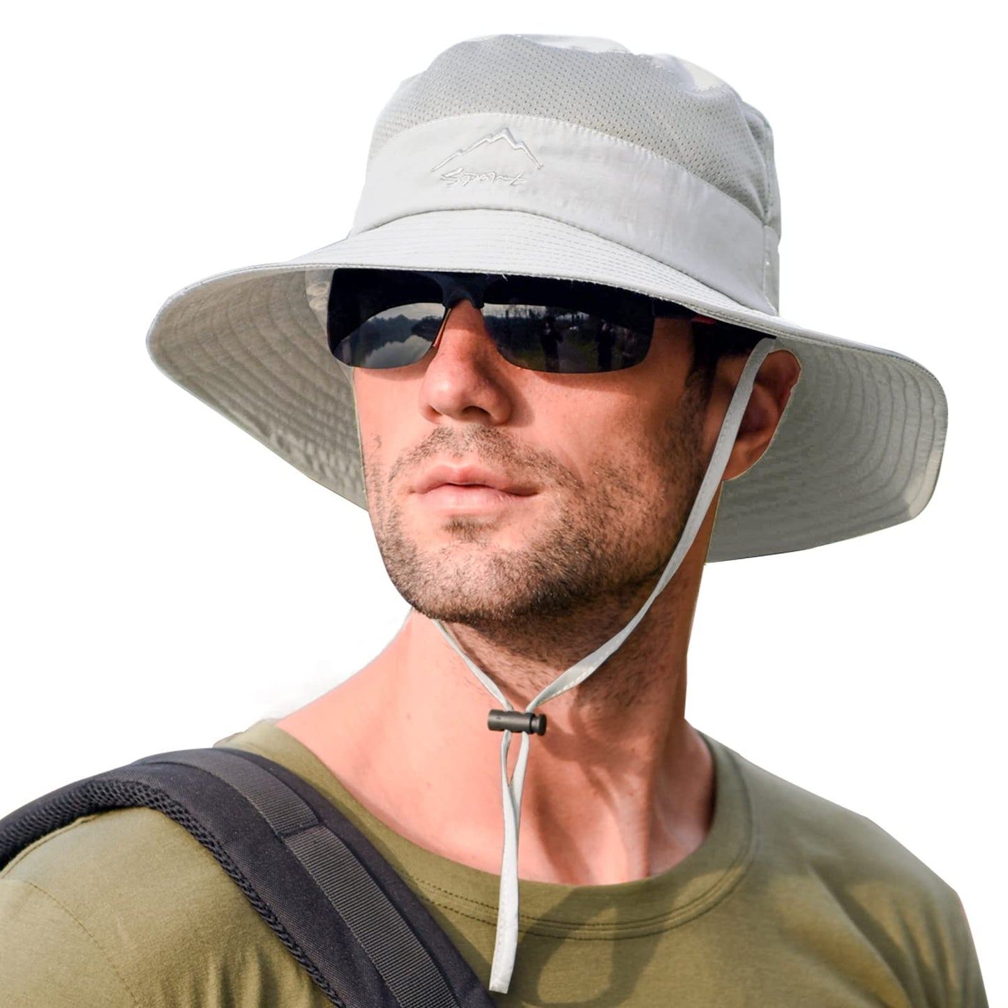 2 Pack Sun Hats for Men Women Fishing Hat UPF 50+ Breathable Wide Brim Summer UV Protection Hat Black/Light Grey