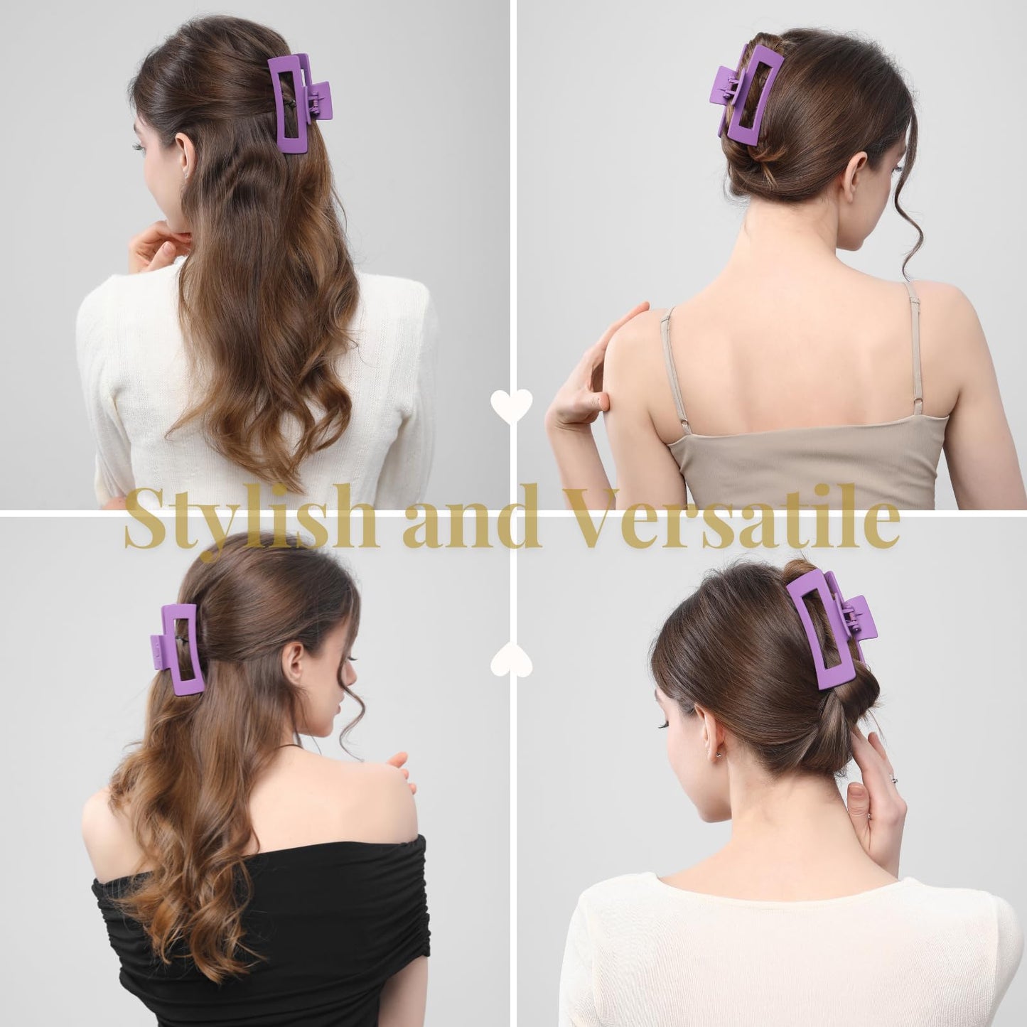 12 Pcs Large Square Hair Claw Clips for Women, 4.3-Inch Matte Rectangle Claw, Strong Hold Non-slip Hair Clips for Thick & Thin Hair