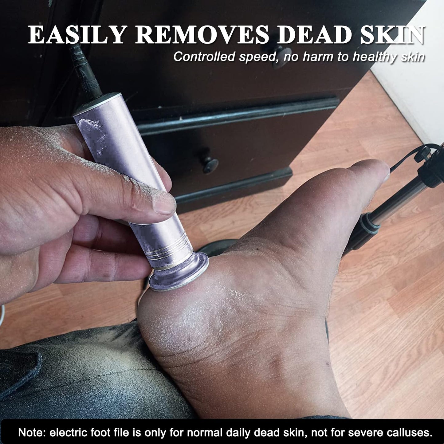 Electric Callus Remover for Feet (Adjustable Speed) Professional Electric Foot File Sander Pedicure Tools with 60pcs Sandpaper Discs Hard Dead Skin Remover, with Clean Brush (FCR-02 Gray)