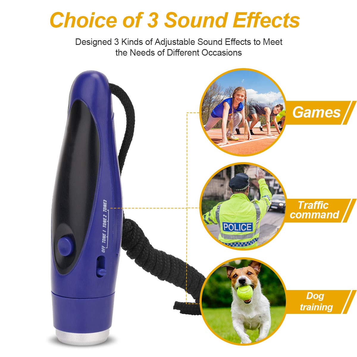 Electronic Whistle, Battery Operated Whistle Adjustable 3 Different Loud Whistle Sounds with Lanyard Handheld Electronic Whistles for Referees Volleyball Coaches Teacher, Soccer Sports Whistle-Blue