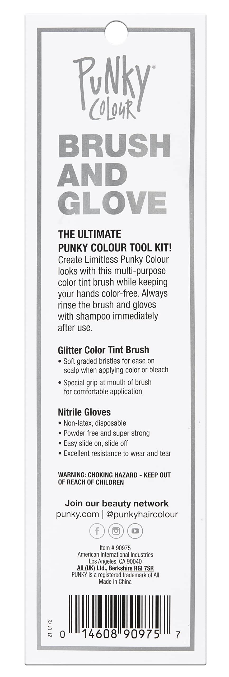 Punky Glitter Brush and Glove Kit, use for Highlighting, Bleaching and Tinting, 3 pack