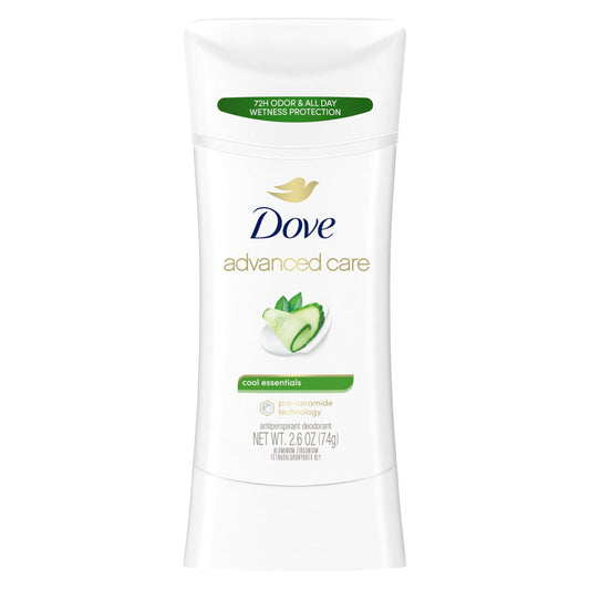 Dove Advanced Care Anti Deo Stick Cool Essentials Pack of 12 for helping your skin barrier repair after shaving 72 h odor control and all-day sweat protection with Pro Ceramide Technology 2.6 oz