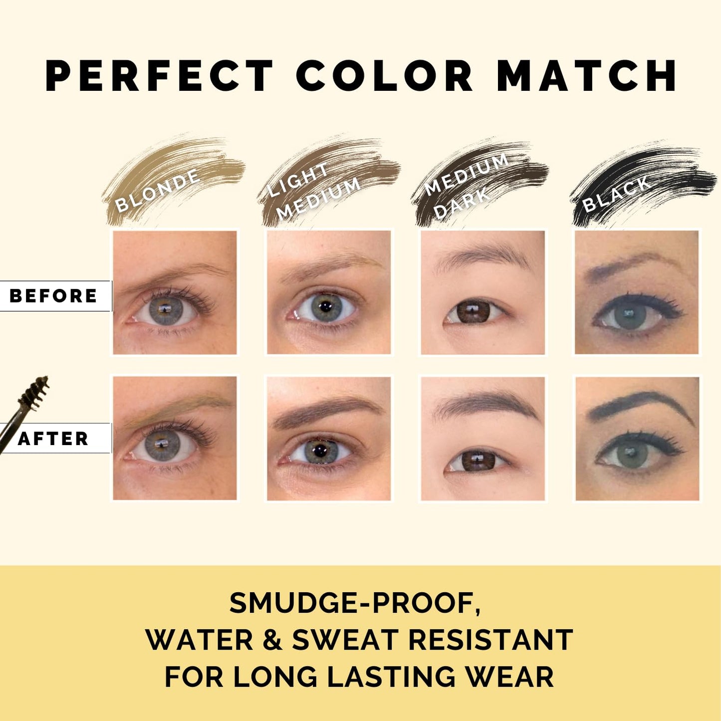 Elizabeth Mott Queen of the Fill Eyebrow Gel – Tinted Brow Filler, Volumizer & Setter – Defines, Shapes & Covers Gray Hairs – Water-Resistant, Long-Lasting – Cruelty-Free – Light Medium Brown 4g