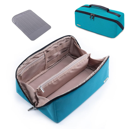 ELCUPA Large Travel Bag - 2in1 Hair Tools Organizer for Dryer Brush, Flat Irons, Straighteners, Curling Irons, Makeup Bag for Travel Essentials