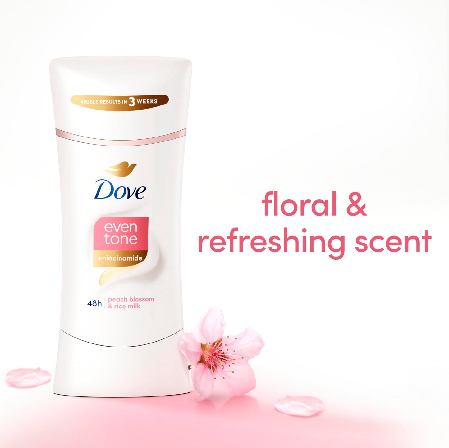 Dove Even Tone Antiperspirant Deodorant Stick Peach Blossom & Rice Milk 2.6 oz