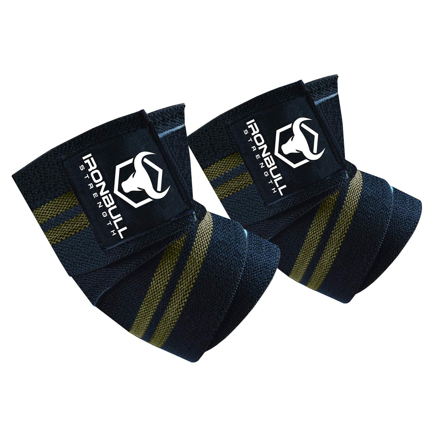 Elbow Wraps for Weightlifting (1 Pair) - 50" Elastic Elbow Braces for Weight Lifting - Elbow Support for Bench Press, Powerlifting, Fitness, & Gym Workout - Gym Elbow Straps Weightlifting (Black/Green)