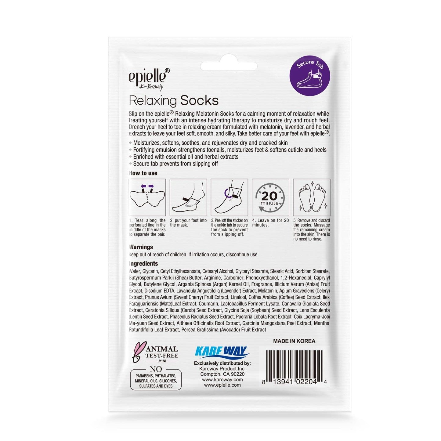Epielle Relaxing Foot Masks - Melatonin & Lavender Extract | Deep Moisturizing | 100% Vegan & Cruelty-Free | 6 Pack Socks | Beauty Gifts, Easter Gifts, Mother's day Gifts
